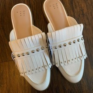 White Studded Mules - Size 8.5